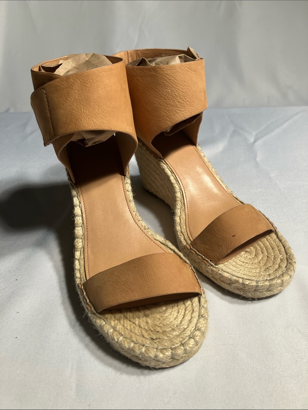 Vince Camuto Tan Espadrille Ankle-Strap Wedge Sandals